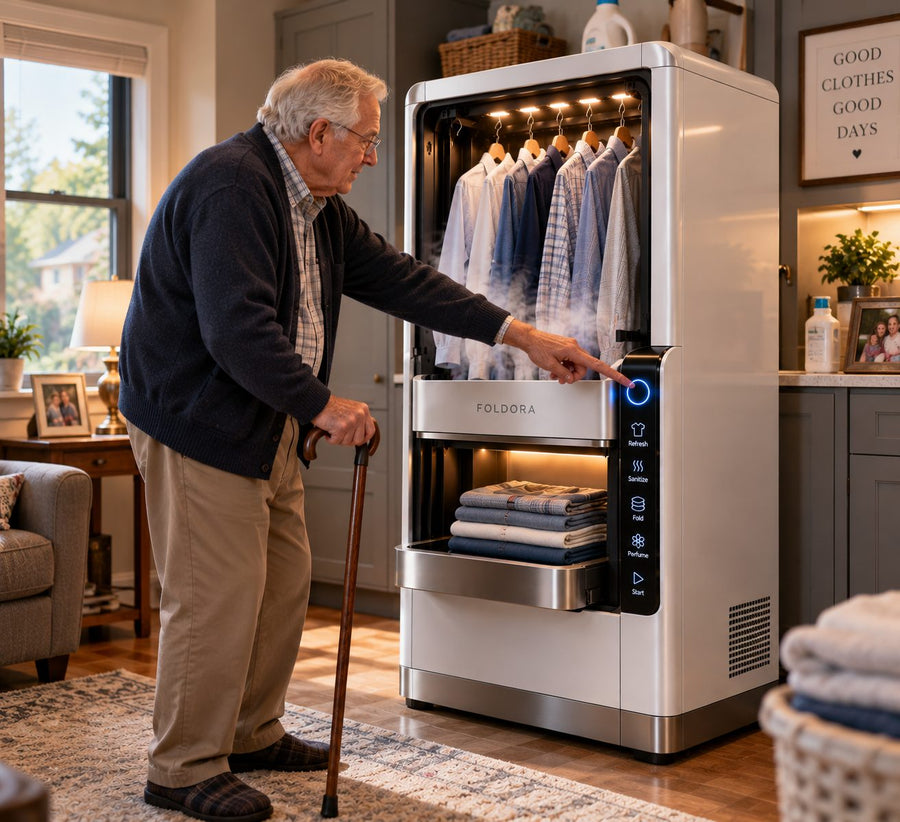 Senior man using a white FOLDORA