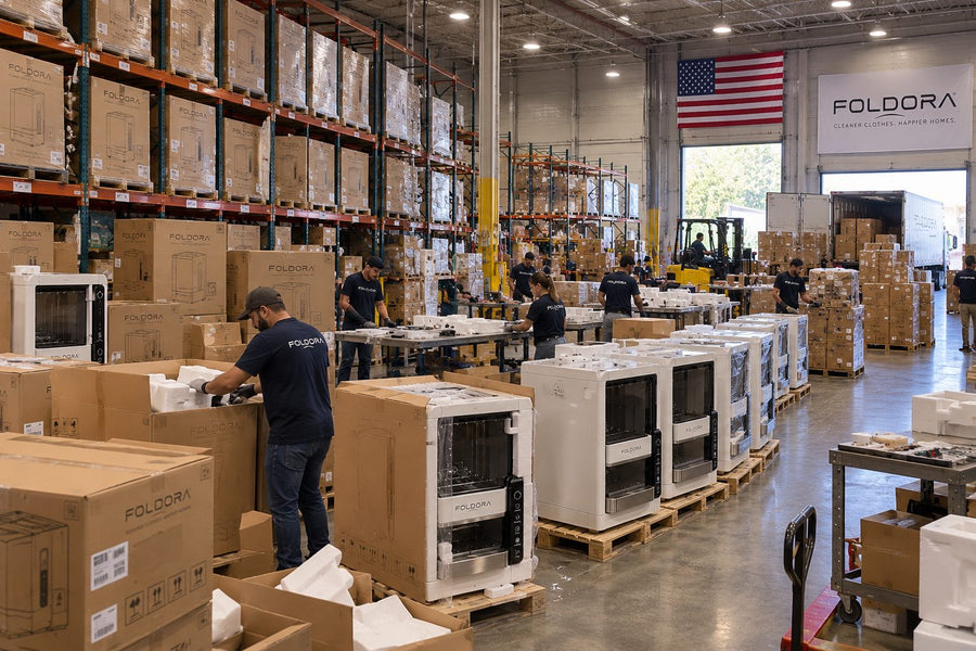 FOLDORA machines boxed and ready to ship