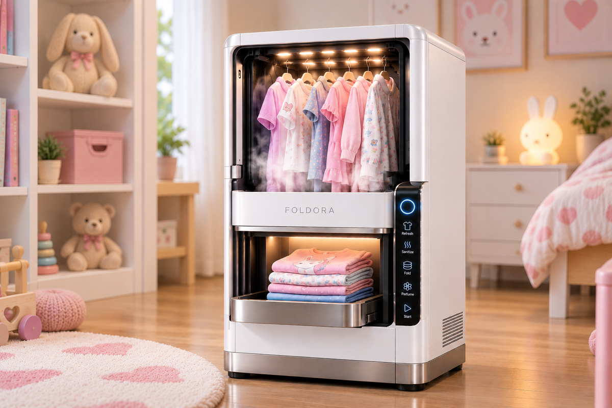 FOLDORA Mini kids clothes folding machine in White