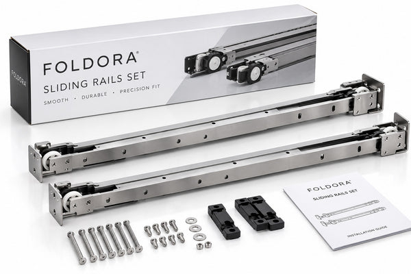 FOLDORA tray sliding rail set with retail box and hardware